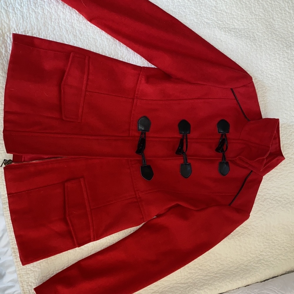 Beautiful red zip up pea coat